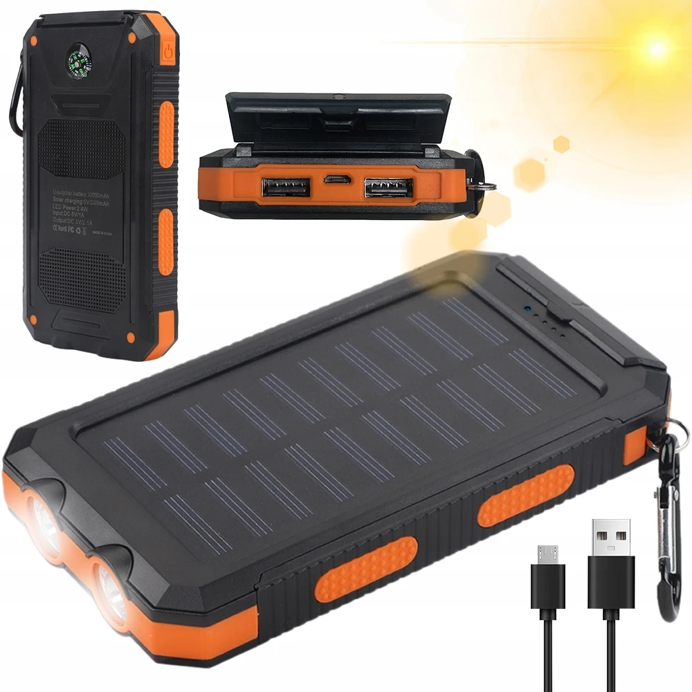 Išorinė baterija 30 000 mAh su LED žibintuvėliu