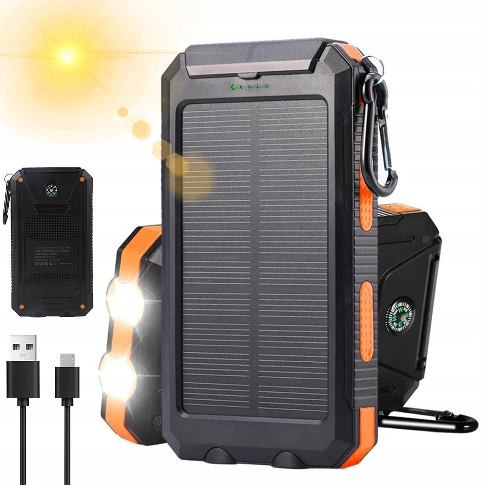 Išorinė baterija 30 000 mAh su LED žibintuvėliu