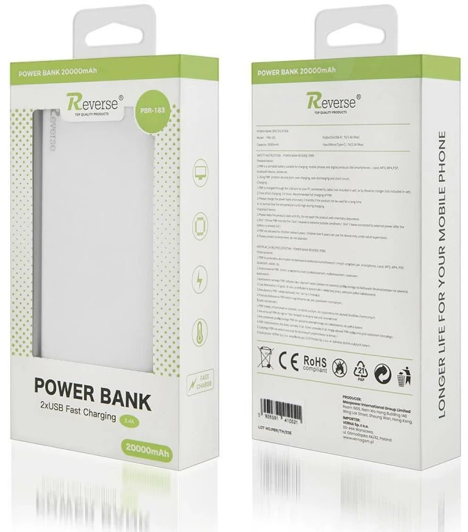 Išorinė baterija Reverse, 20 000 mAh