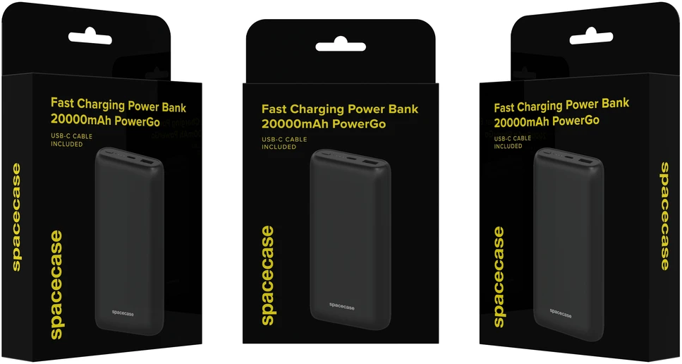 Išorinė baterija Spacecase PowerGo, 20 000 mAh