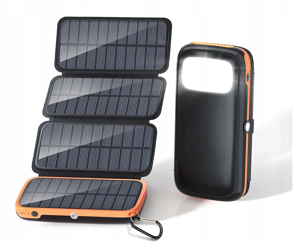 Išorinė baterija su saulės įkrovikliu, 25 000 mAh