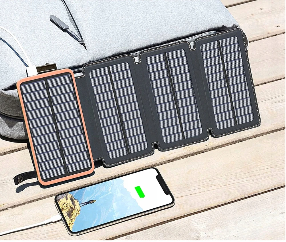 Išorinė baterija su saulės įkrovikliu, 25 000 mAh