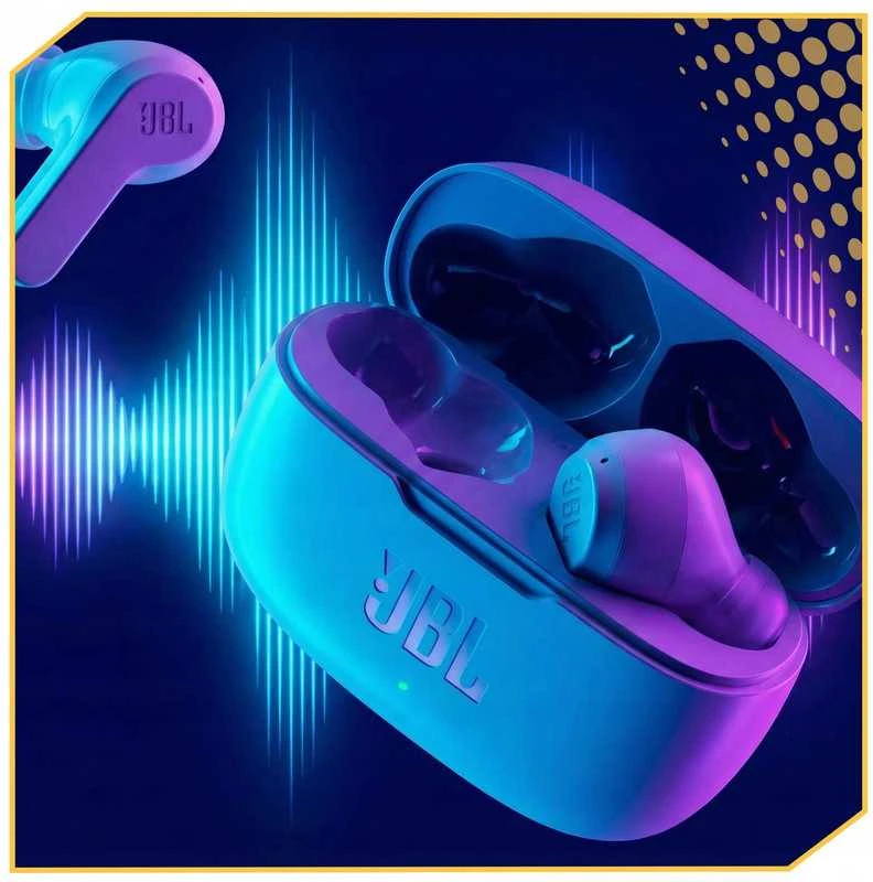 JBL Wave 200 TWS belaidės į ausis įkišamos ausinės su dėklu, 108 dB, baltos
