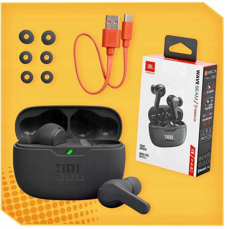 JBL Wave Beam TWS belaidės ausinės, Bluetooth 5.1, juodos