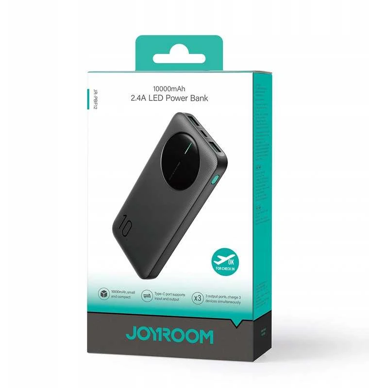 Joyroom 10000 mAh powerbank – 2×USB-A + USB-C, greitas ir stilingas