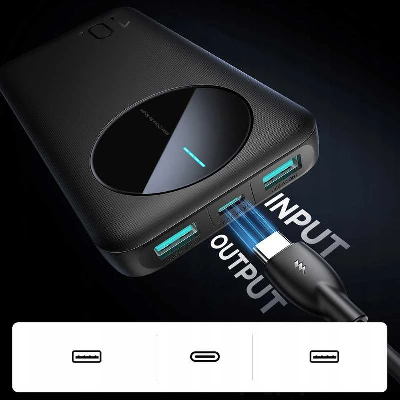 Joyroom 10000 mAh powerbank – 2×USB-A + USB-C, greitas ir stilingas