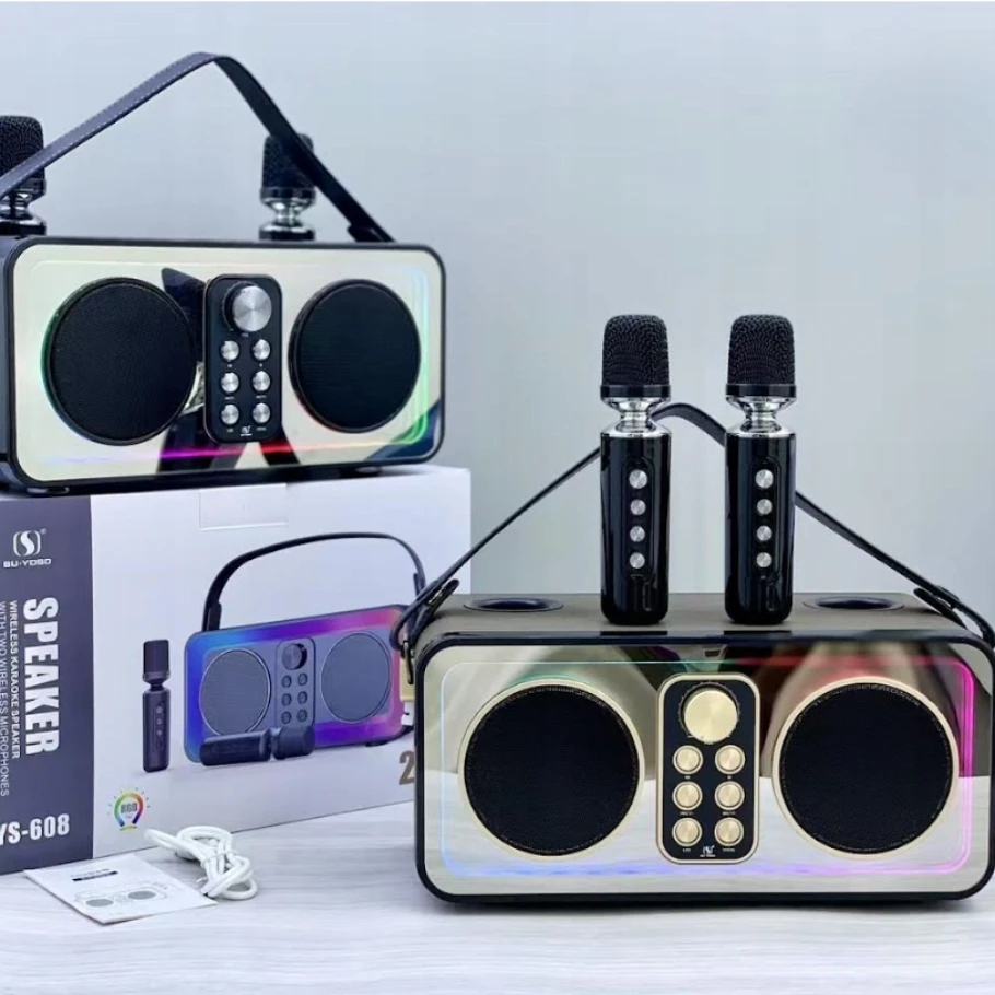 Karaokės kolonėlė su 2 mikrofonais, 50 W