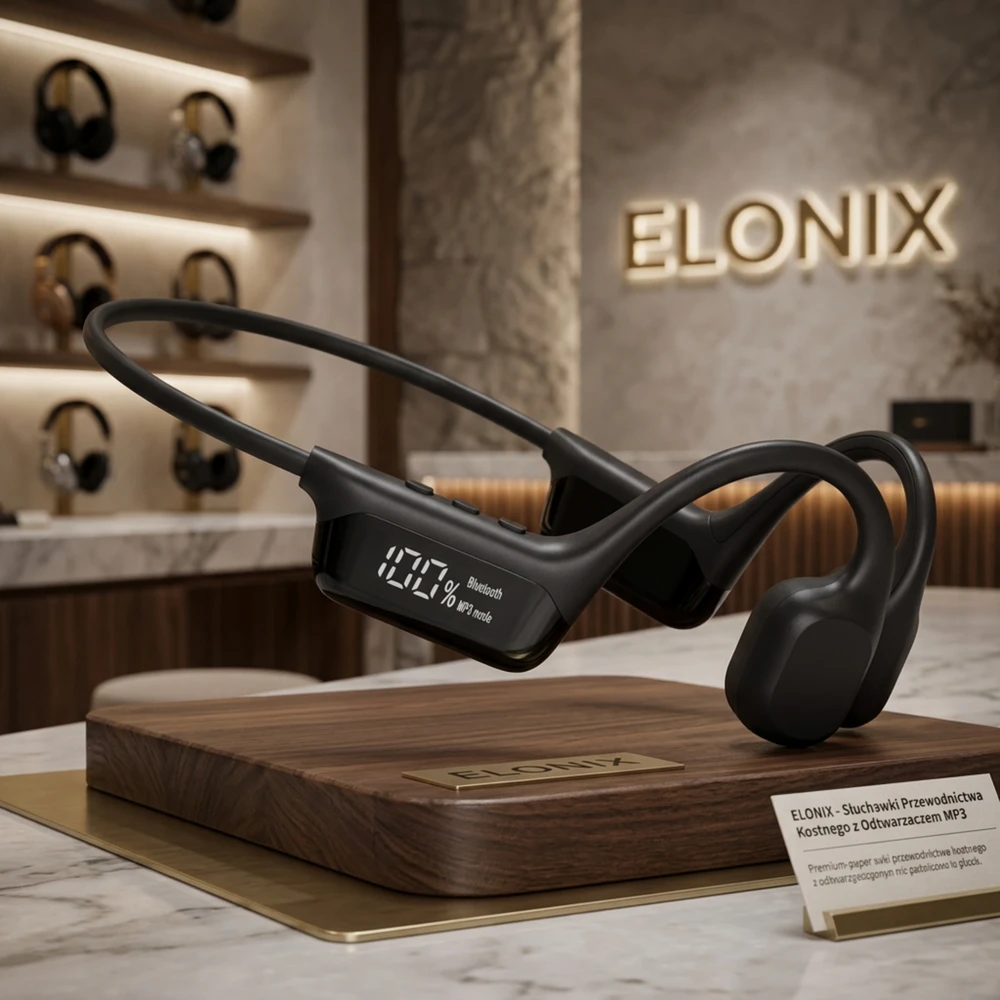 Kaulinio laidumo belaidės ausinės Elonix, juodos