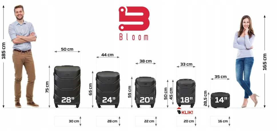 Kelioninis Kabininis lagaminas BLOOM M iš ABS plastiko, 7 spalvos + adresinė