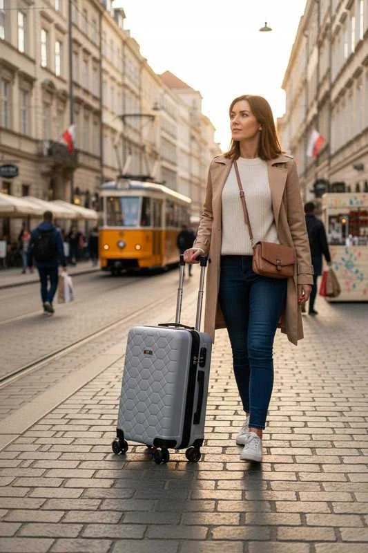 Kelioninis Kabininis rankinio bagažo lagaminas BAGIA Amsterdam su 4 ratukais, 30 l