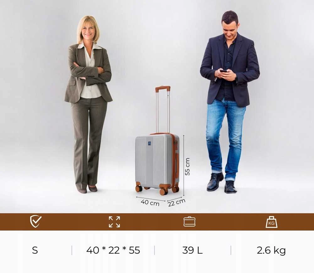 Kelioninis Mažas rankinio bagažo lagaminas su ratukais iš ABS plastiko, 39 l