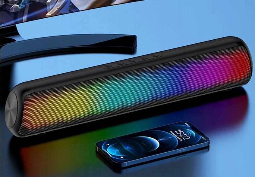 Kompiuterinė „Soundbar“ kolonėlė nešiojamam kompiuteriui su USB ir LED apšvietimu