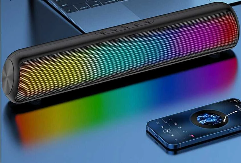 Kompiuterinė „Soundbar“ kolonėlė nešiojamam kompiuteriui su USB ir LED apšvietimu