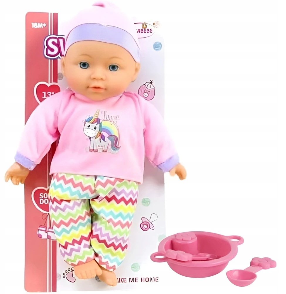 Kūdikio lėlė su maitinimo rinkiniu, 32 cm