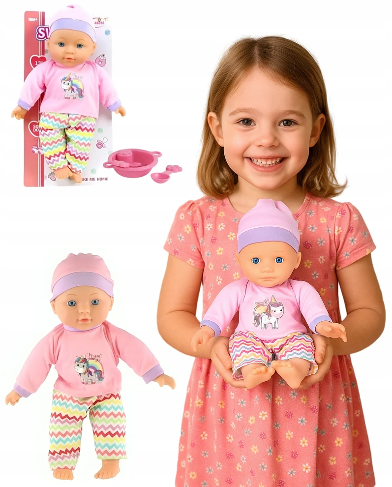 Kūdikio lėlė su maitinimo rinkiniu, 32 cm