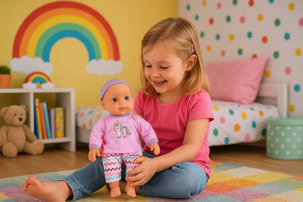 Kūdikio lėlė su maitinimo rinkiniu, 32 cm