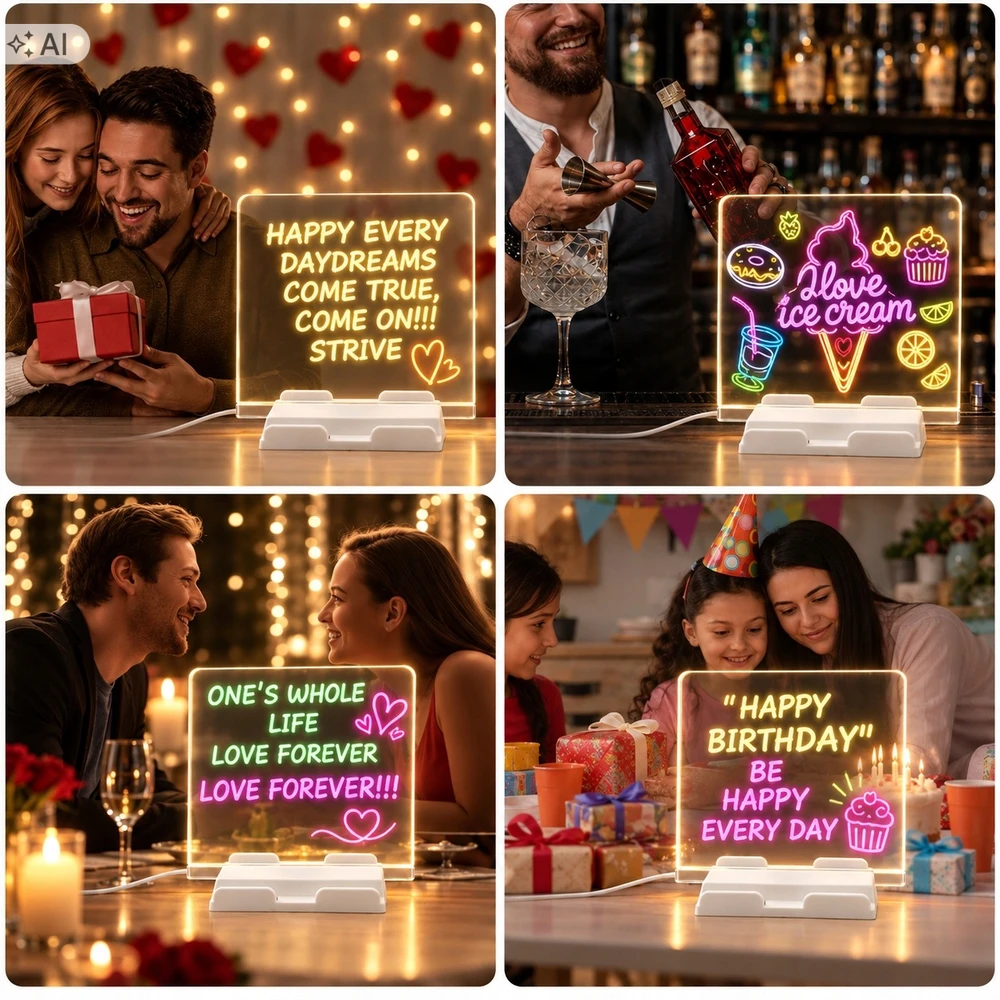 LED piešimo lenta su 7 žymekliais, 20 × 20 cm