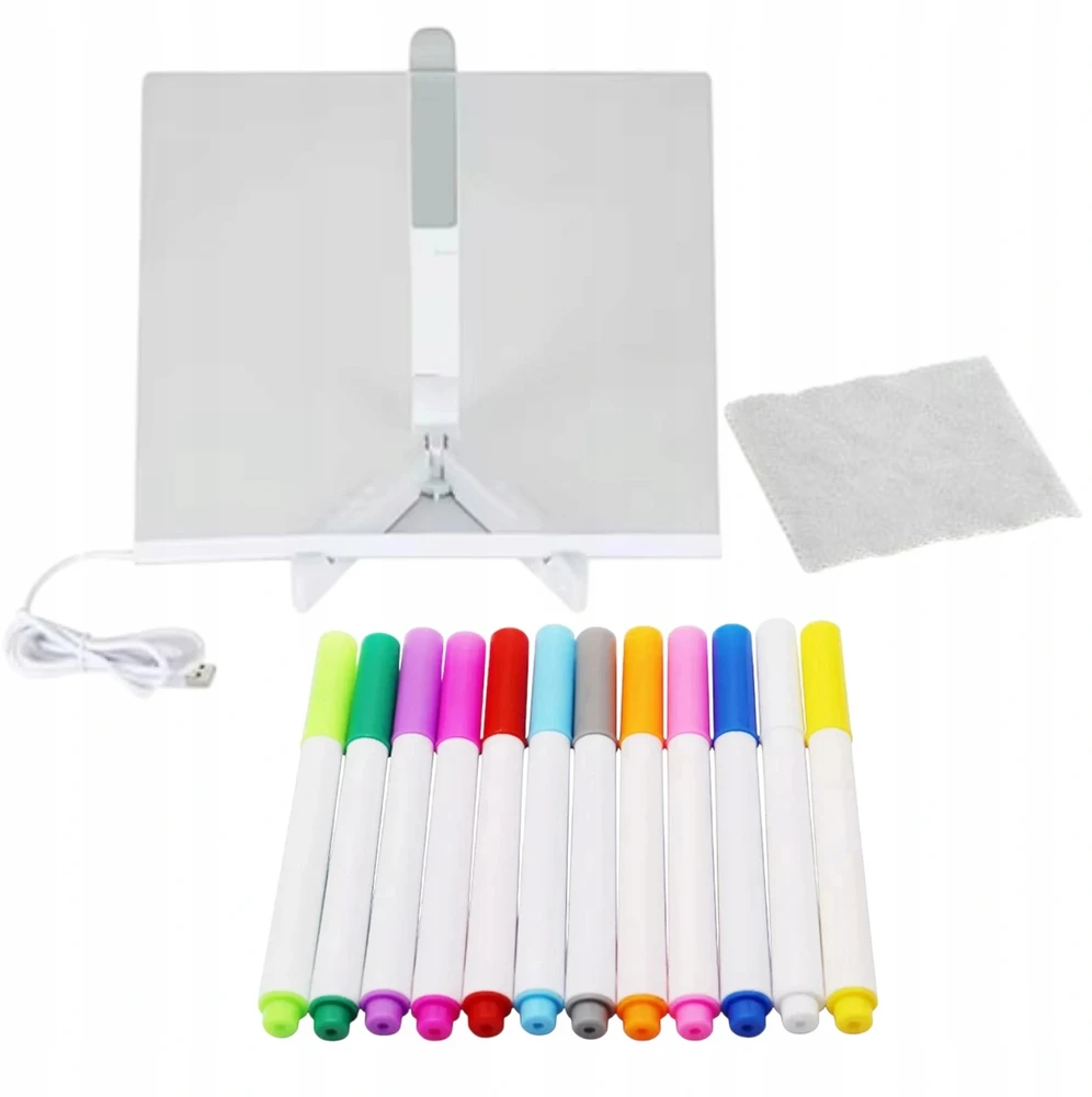 LED piešimo lenta Toys, 30 × 20 cm, 7 flomasteriai