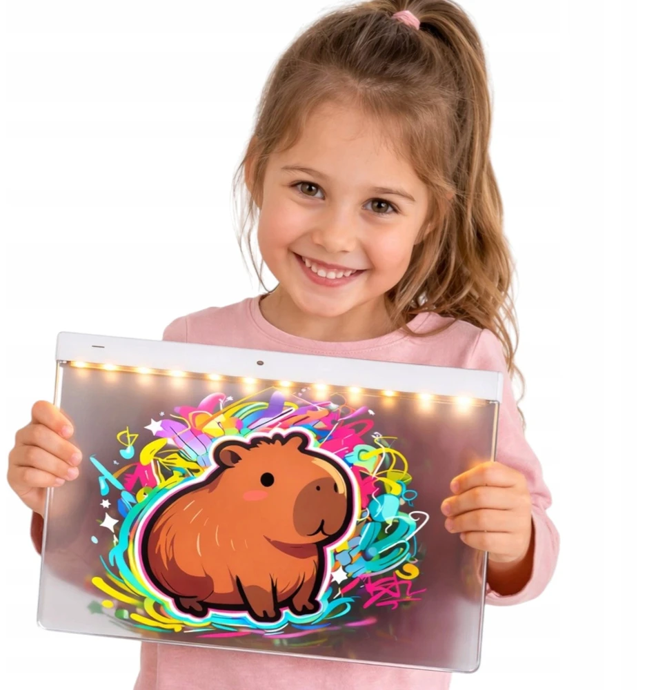LED piešimo lenta Toys, 30 × 20 cm, 7 flomasteriai