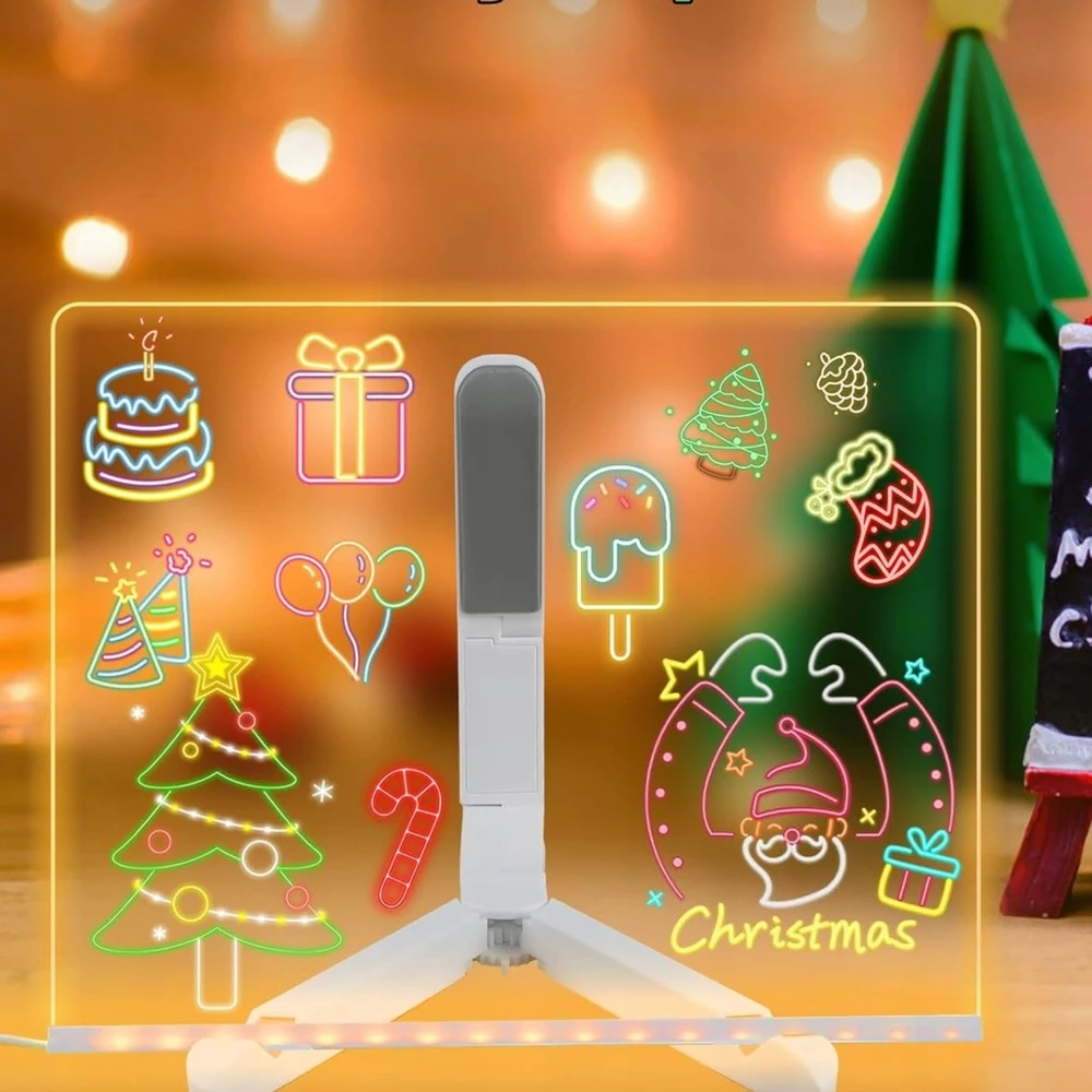 LED piešimo lenta Toys, 30 × 20 cm, 7 flomasteriai