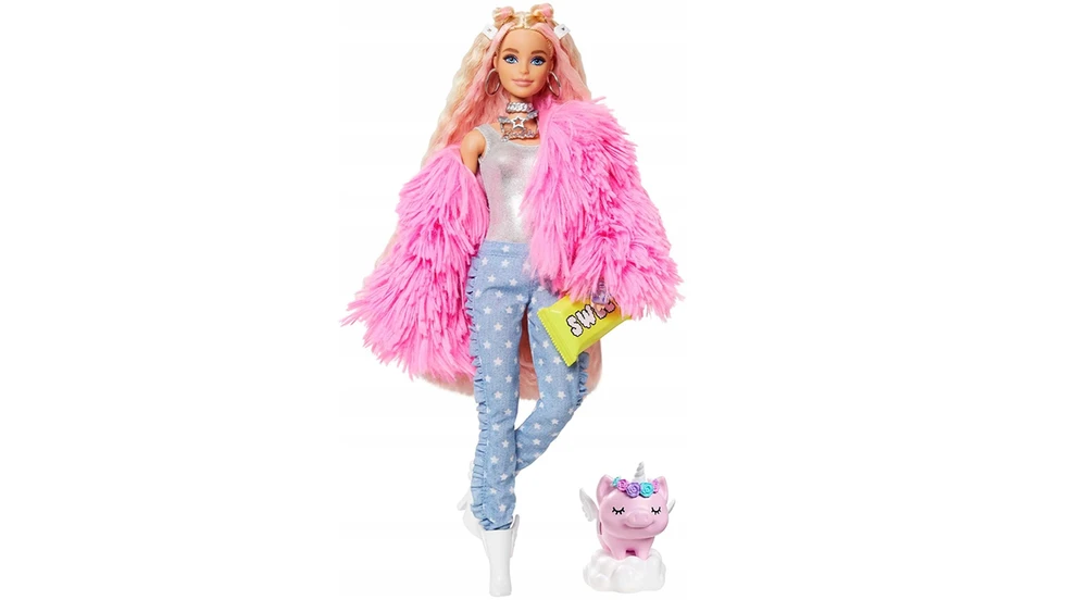 Lėlė Barbie Extra Rožinė Coat With Pig Unicorn rinkinys GRN28