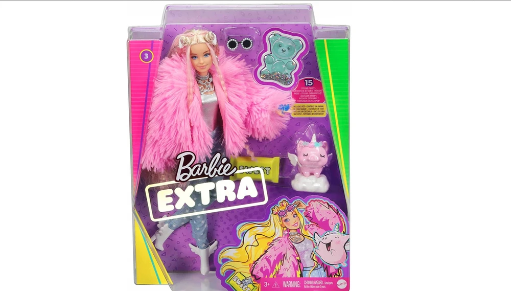 Lėlė Barbie Extra Rožinė Coat With Pig Unicorn rinkinys GRN28