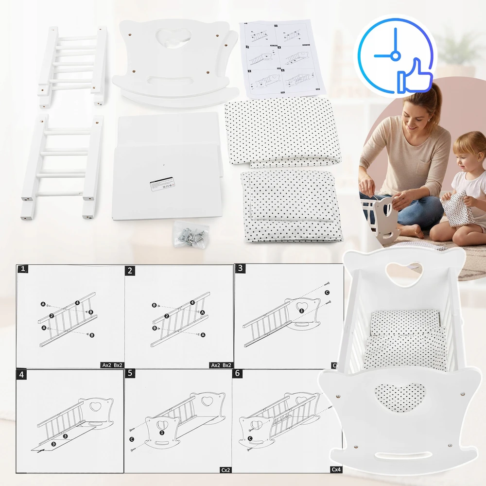 Lėlės lopšys Kinderplay, baltas