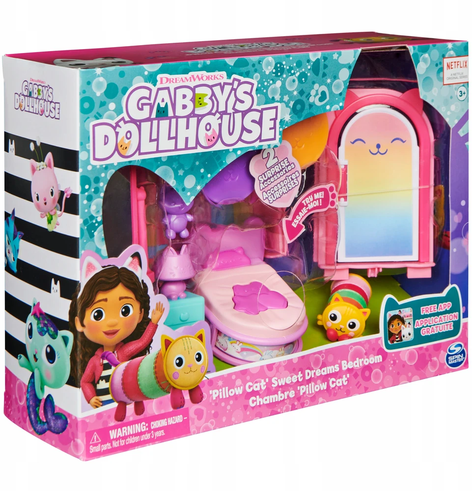 Lėlių namelio miegamojo rinkinys Gabby's Dollhouse, 7 dalių