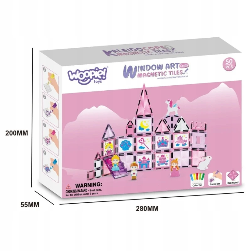 Magnetinių kaladėlių rinkinys „Princesės pilis“, 50 dalių