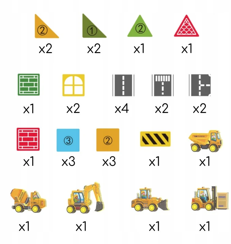 Magnetinių kaladėlių rinkinys su statybinėmis transporto priemonėmis „Woopie“