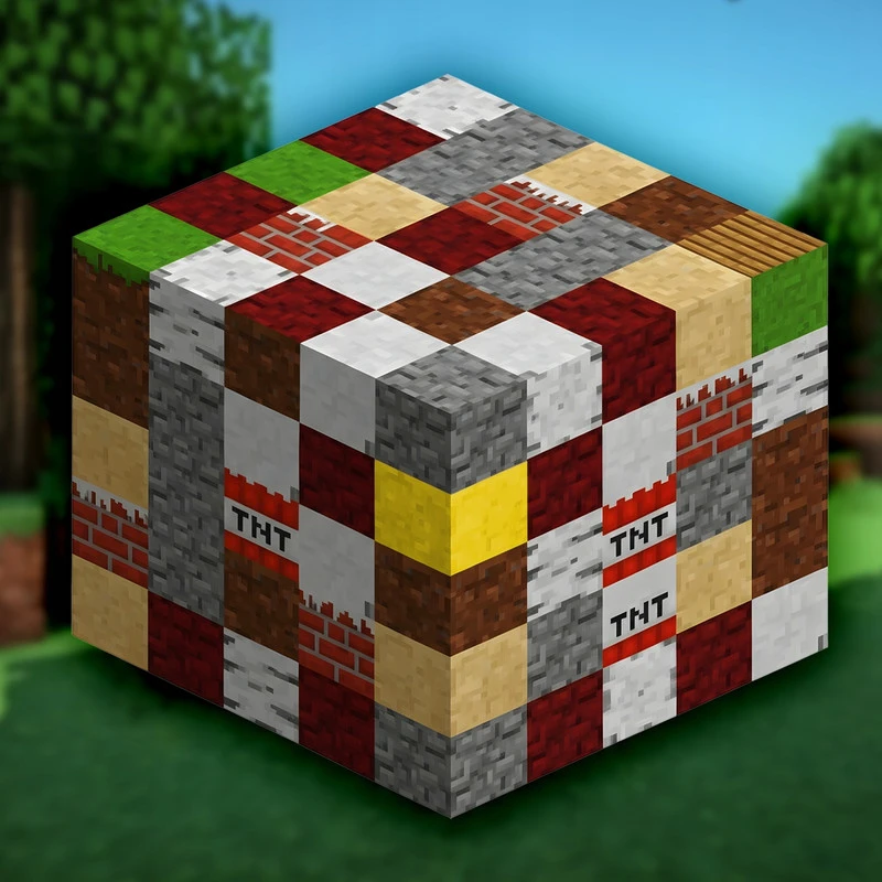 Magnetinių „Minecraft“ pikselių kubelių rinkinys vaikams, 50 dalių