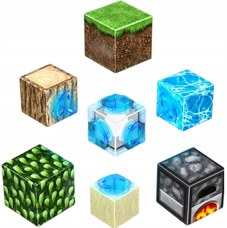 Magnetinių „Minecraft“ pikselių kubelių rinkinys vaikams, 50 dalių