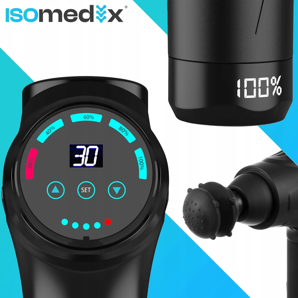 Masažinis pistoletas ISOMEDIX, 12 antgalių