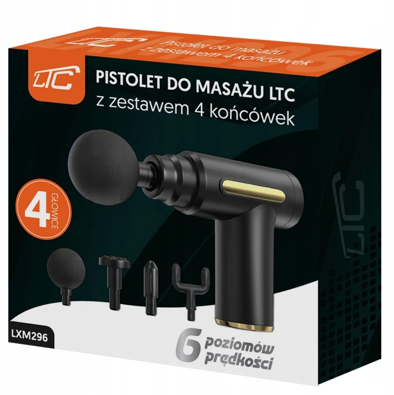Masažinis pistoletas LTC, 4 antgaliai