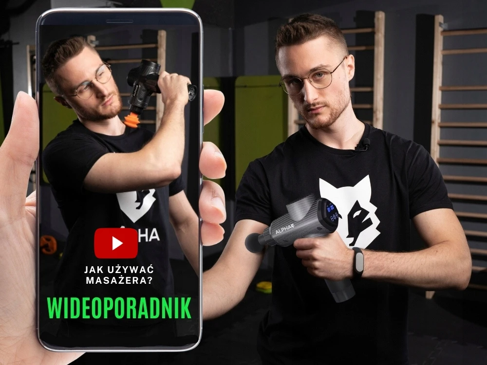 Masažo pistoletas ALPHA, 8 antgaliai