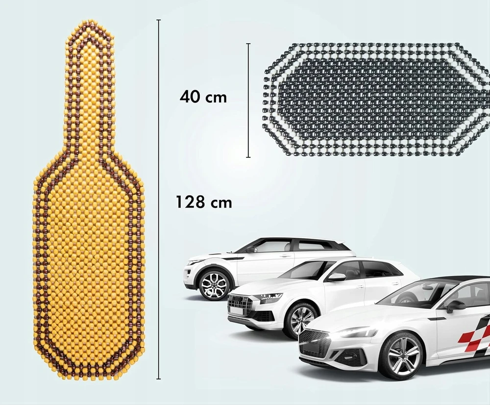 Medinių karoliukų kilimėlis automobilio sėdynei Anytech, 128 × 40 cm