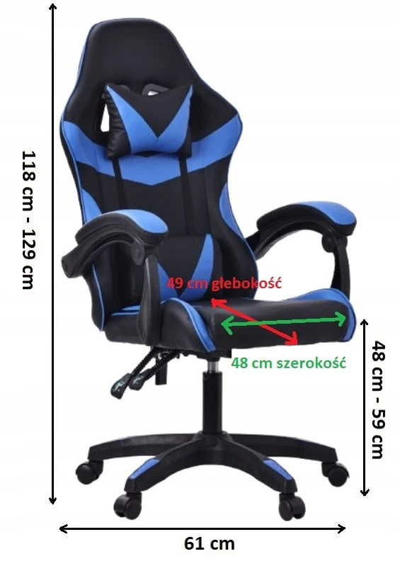 Mėlyna ergonominė žaidimų kėdė DRAGO