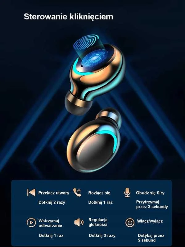 Mėlynos „Specdom“ belaidės „Earbuds“ ausinės