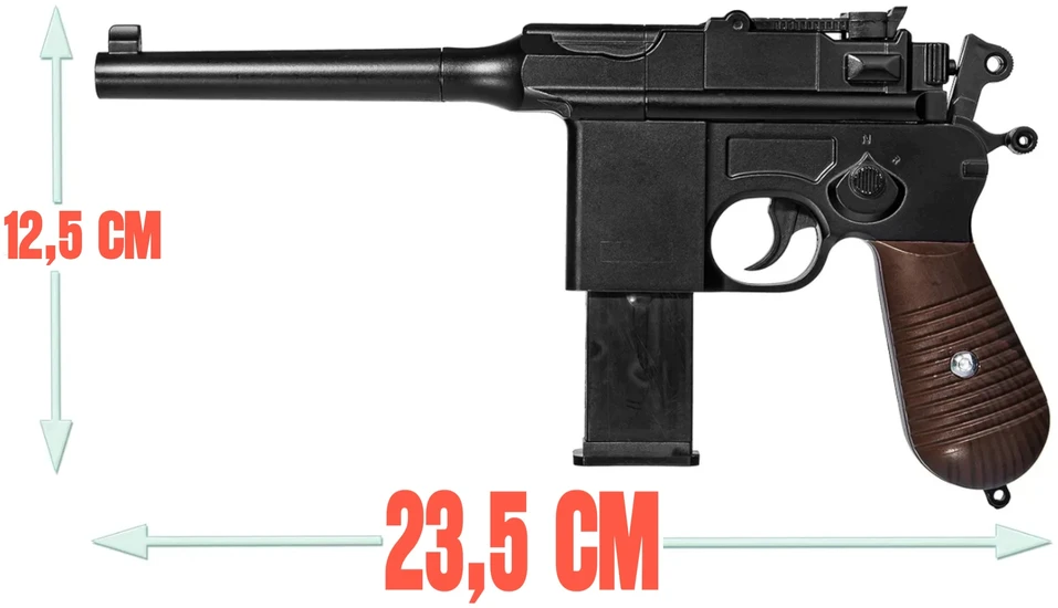 Metalinė pistoleto replika Mauser C96, 2 dėtuvės