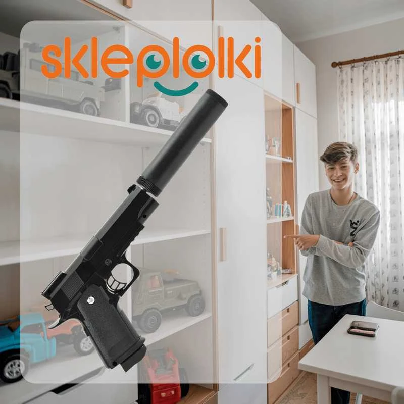 Metalo ir plastiko rutuliukų šautuvas su duslintuvu + 800 BB rutuliukų