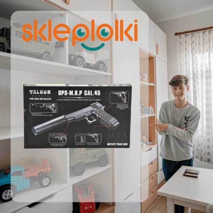 Metalo ir plastiko rutuliukų šautuvas su duslintuvu + 800 BB rutuliukų
