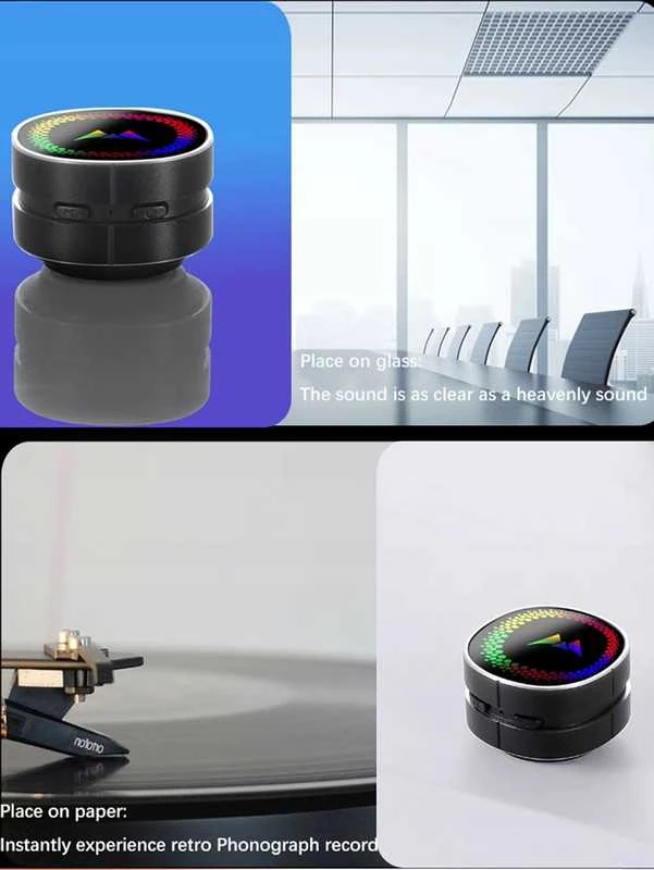 Mini „Bluetooth“ kolonėlė su kaulinio laidumo technologija, RGB apšvietimu ir siurbtuku