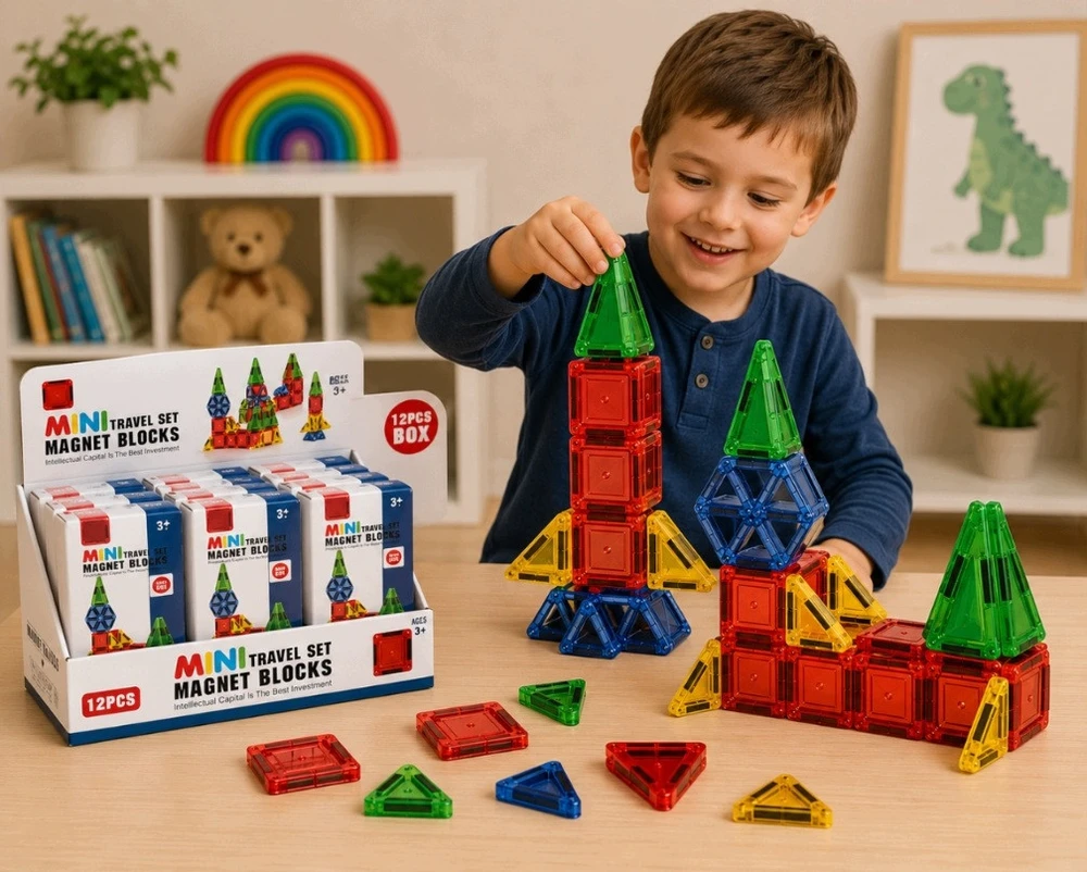 Mini magnetinių konstravimo kaladėlių rinkinys vaikams, 26 dalys