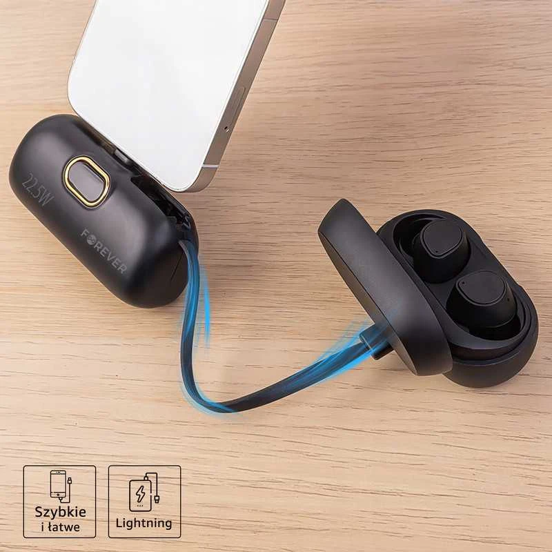 Mini powerbank iPhone telefonui – kompaktiškas, su Lightning ir PD įkrovimu