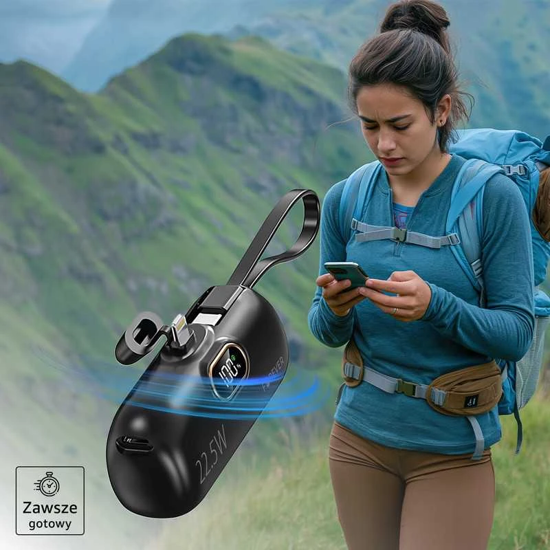 Mini powerbank iPhone telefonui – kompaktiškas, su Lightning ir PD įkrovimu