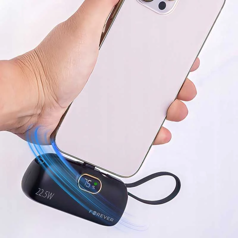 Mini powerbank iPhone telefonui – kompaktiškas, su Lightning ir PD įkrovimu