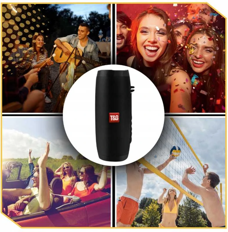 Nešiojama belaidė „Bluetooth“ boombox kolonėlė su FM radiju, USB, AUX ir LED