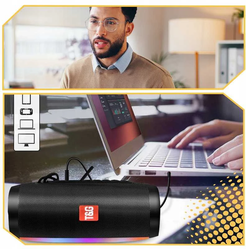 Nešiojama belaidė „Bluetooth“ boombox kolonėlė su FM radiju, USB, AUX ir LED
