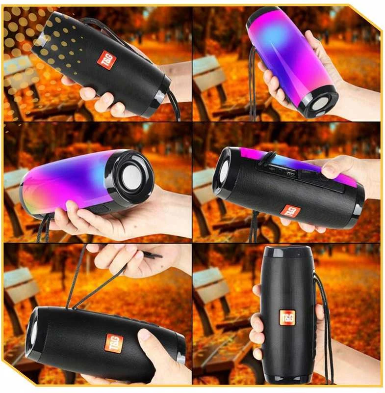 Nešiojama belaidė „Bluetooth“ boombox kolonėlė su FM radiju, USB, AUX ir LED
