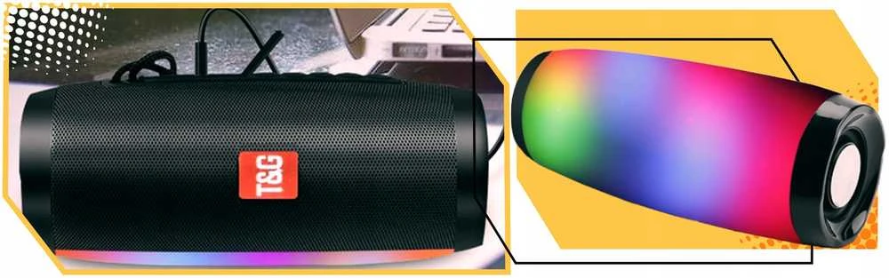 Nešiojama belaidė „Bluetooth“ boombox kolonėlė su FM radiju, USB, AUX ir LED